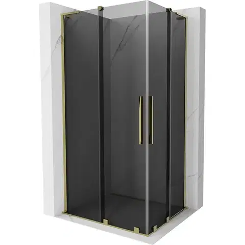 Sprchovacie kúty MEXEN/S - Velar L Duo sprchovací kút, posuvné dvere 100 x 90, grafit, zlato 871-100-090-02-43-50
