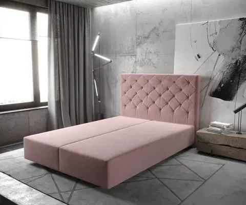Rámy postelí DELIFE Boxspring posteľ Dream-Great 140x200 cm mikrovlákno ružová