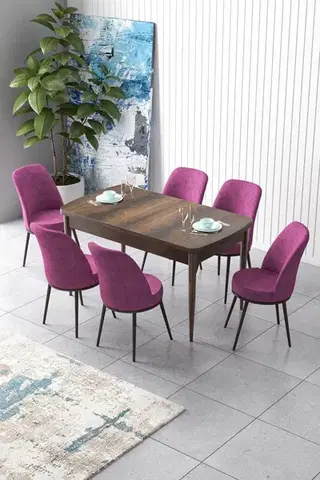 Jedálenské sety Extendable Dining Table & Chairs Set (7 Pieces) Zen - Baroque, Purple