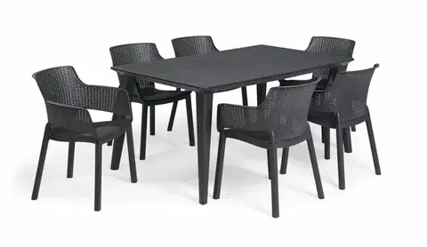 Záhradné plastové zostavy Elvisia Záhradný set MALLORY 6 + 1 | grafit