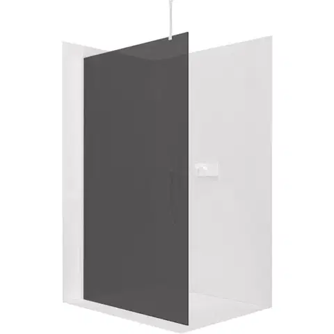 Sprchovacie kúty CERANO - Sprchová zástěna Walk-in Onyx Top Round L/P - 8 mm - kulatá vzpěra - bílá matná, grafitové sklo - 50x200  CER-8050BD1444