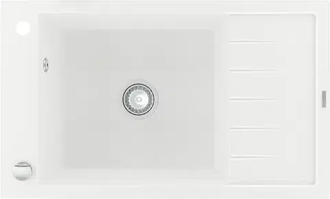 Kuchynské drezy MEXEN MEXEN - Elias granitový drez 1 misa drez s vypúšťaním krátky odkvapkávač 795x480 mm, biela 6511791005-20