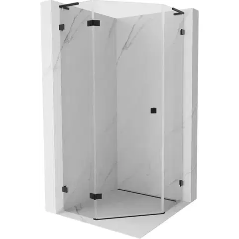 Sprchovacie kúty MEXEN/S - Lunar L sprchový kút päťboký krídlový ľavá 90 x 90, transparent, čierna 831L-090L-090P-70-00-L