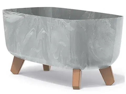 Kvetináče a truhlíky NABBI DGCL400E plastový kvetináč na nožičkách 39 cm sivý betón