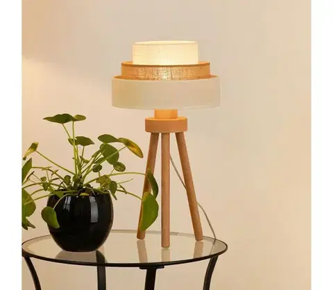Lampy BRILAGI - Stolná lampa DENVER LUNETA 1xE27/15W/230V béžová/hnedá/krémová 608053