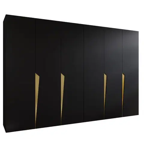 Šatníkové skrine Skriňa Piano 1-300 (2x150) čierna/zlatá
