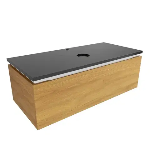 Kúpeľňový nábytok Kúpeľňová skrinka so žulovou krycou doskou SAT Feel 100x30x46 cm medový dub mat SATFEEL100DMZ SATFEEL100DMZ