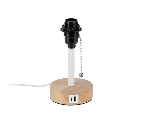 Lampy BRILAGI - Stolná lampa s USB portom TABLON 1xE27/25W/230V dub/biela BRI597