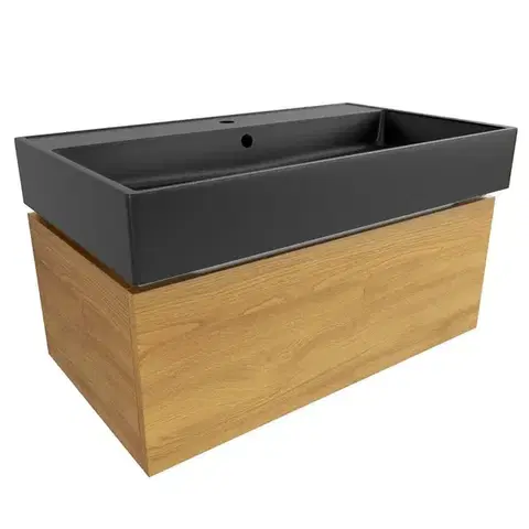Kúpeľňový nábytok Kúpeľňová skrinka s umývadlom SAT Feel 80x30x46 cm medový dub mat SATFEEL80DMU3 SATFEEL80DMU3