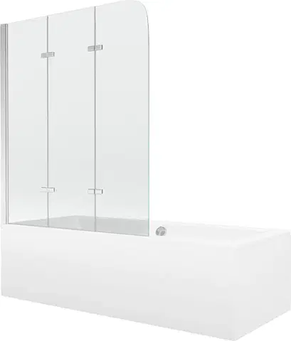 Sprchové dvere MEXEN/S - Cube obdĺžniková vaňa 180 x 80 cm s panelom + vaňová zástena 120, transparent, chróm 550518080X9012030100