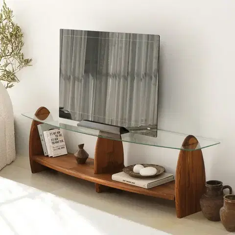 TV stolíky TV stolík Surf - Chesnut, Transparent