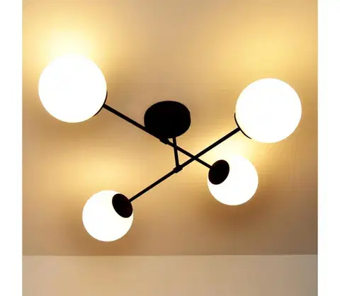 Svietidlá  Prisadený luster MOON 4xE27/15W/230V čierna W-2022+8020/4 BK+WT/H