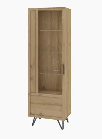 Vitríny Vitrína z masívu BIMBO 10 s LED, dub divoký / artisan olej