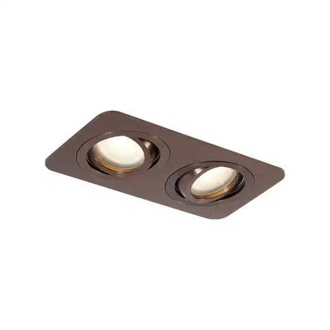 Zapustené svietidlá Zaoblené zapustené bodové svietidlo tmavý bronz GU10 50 mm otočné a naklápacie IP44 2-svetlá - Alberto