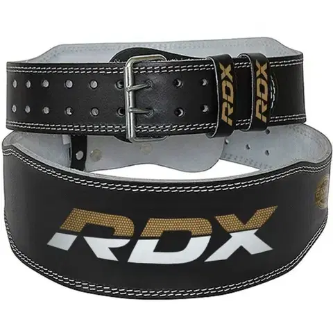 Opasky na cvičenie RDX Sports Fitness opasok 6“ Leather Black/Gold  S