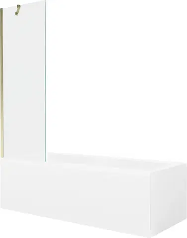 Sprchové dvere MEXEN/S - Cubik obdĺžniková vaňa 150 x 70 cm s panelom + vaňová zástena 60, transparent, zlatá 550315070X9506000050