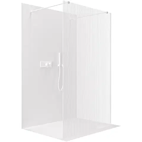 Sprchové dvere CERANO - Sprchová zástena Walk-in Onyx Duo Ľ/P - 8 mm - hranatá vzpera - biela matná, ryhované sklo - 80x200 CER-8050BD1903