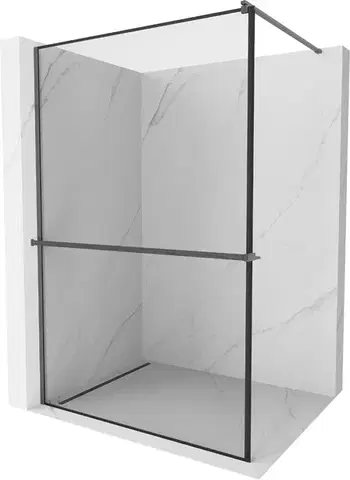 Sprchové dvere MEXEN/S - Kioto+ Sprchová zástena s poličkou WALK-IN 70 x 200, čierna vzor, grafit kartáčovaná 800-070-121-66-70