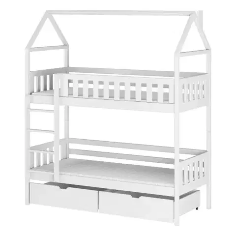 Poschodové postele Posteľ Domček Gaja 90x200 biela