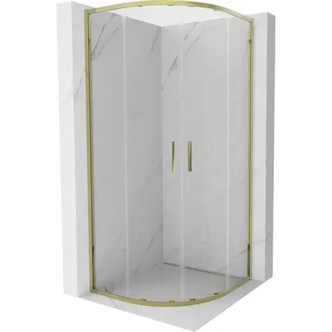 Sprchovacie kúty MEXEN - Exo štvrťkruhový posuvný sprchovací kút 80 x 80, transparent, zlato 8132-080-080-50-00