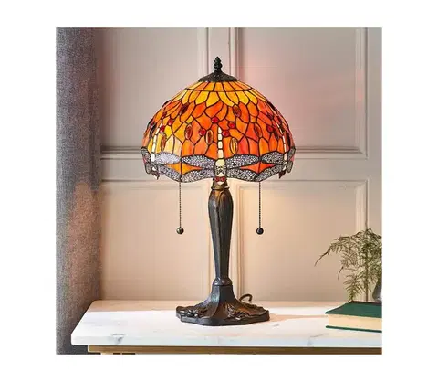 Lampy Endon 64092 - Stolná lampa Tiffany DRAGONFLY 2xE27/60W/230V priemer 30 cm 64092