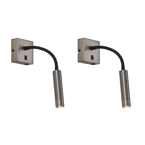 Lampy Sada 2 moderných antracitových nástenných lámp s USB-C - Gosna