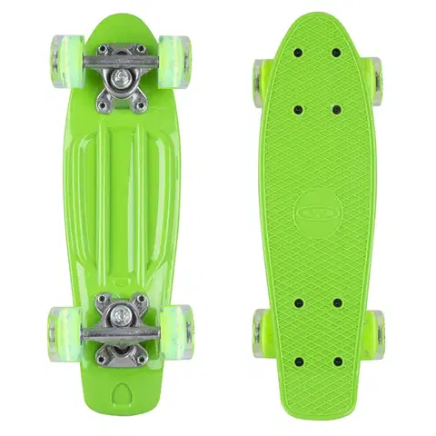 Skateboard dosky Mini pennyboard WORKER Pico 17" so svietiacimi kolieskami zelená doska, zelené kolieska