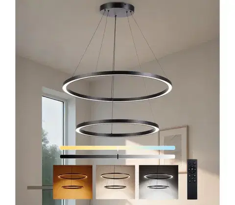 Svietidlá BRILAGI - stmievateľný LED luster na lanku PORTOFINO LED/98W/230V pr. 80 cm čierna +DO BRI511