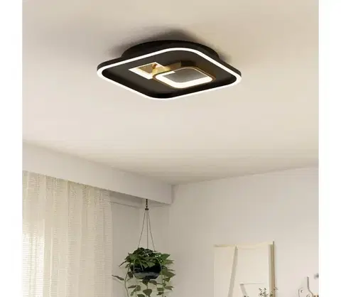 Svietidlá Eglo 901245 - LED Stropné svietidlo TIRIOLO LED/16,2W/230V+LED/9,2W čierna/zlatá 901245