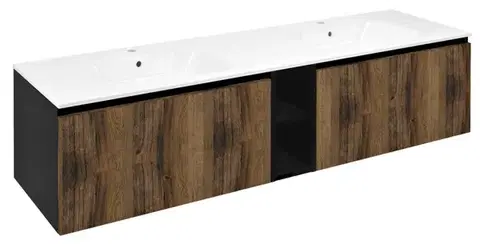 Kúpeľňový nábytok SAPHO - LOREA skrinka 180x46x51,5cm (80+20+80cm), dub collingwood/čierna matná LE080-1935-07