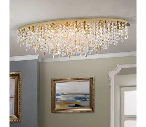 Svietidlá Orion - Krištáľové stropné svietidlo CRYSTALRIVER 21xG9/40W/230V zlatá DLU 2517/120x45 gold