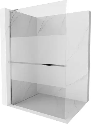 Sprchové dvere MEXEN/S - Kioto+ L Sprchová zástena WALK-IN s poličkou a držiakom uterákov 80 x 200, transparent/dekor, chróm 800-080-123-01-35