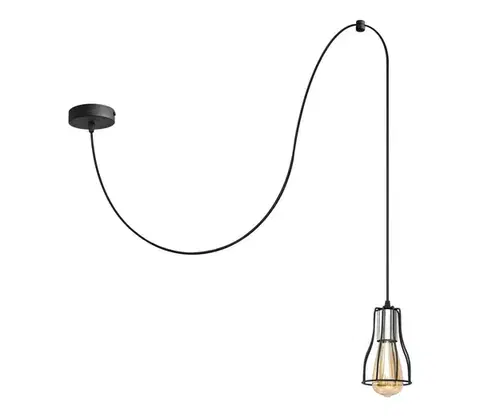 Svietidlá  Luster na lanku TUBE 1xE27/15W/230V čierna/chróm W-KM 1924/1K BK+CH+BK