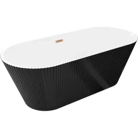 Vane MEXEN/S - Yara voľne stojaca vaňa reliéf 170 x 75, biela/čierna, sifón a prepad meď kartáčovaná 52861707575-65