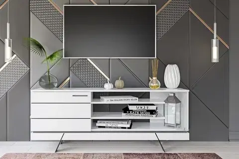 TV stolíky KAROLINE televízny stolík, biely