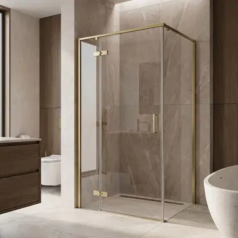 Sprchovacie kúty REA - Sprchovací kút Bruno 100x80 Brush Gold REA-K3601
