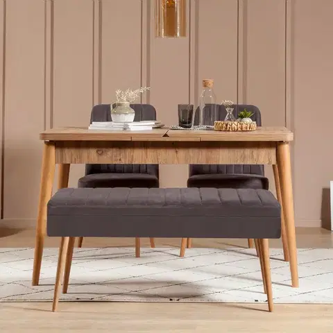 Jedálenské sety Jedálenský set s rozkladacím stolom a stoličkami (4 kusy) Vina 0701 - 3 - Anthracite, Atlantic