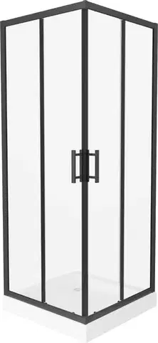 Vane MEXEN/S - Rio štvorcový sprchovací kút 80 x 80, transparent, čierny + vanička so sifónom Rio, biela 860-080-080-70-00-4510