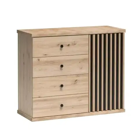 Komody KONDELA Koli C-5 jednodverová komoda so zásuvkami dub artisan / čierna