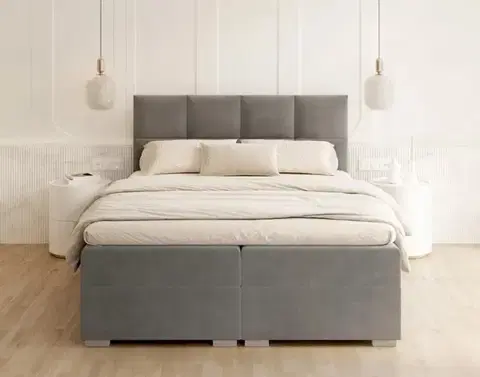Postele FDM Manželská posteľ PORTLAND Boxspring | sivá 160 x 200 cm