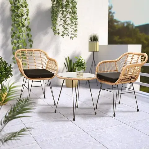 Záhradné jedálenské sety Záhradný set 2+1 D8348 polyratan Dekorhome