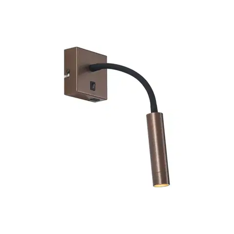 Lampy Moderné bronzové nástenné svietidlo s portom USB-C - Gosna