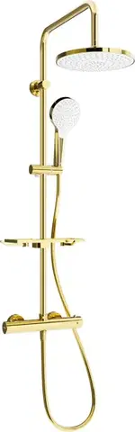 Sprchy a sprchové panely MEXEN/S - KT05 sprchový stĺp s termostatickou batériou, zlato / biela 771500593-50