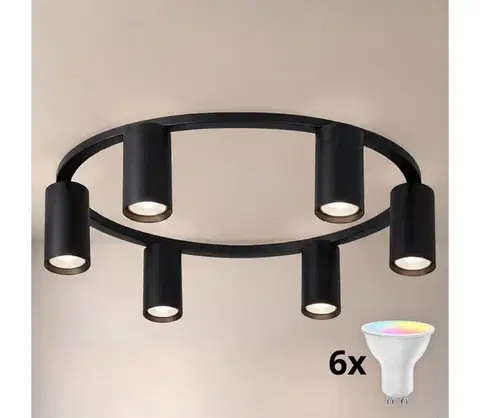 Svietidlá BRILAGI - LED RGBW stmievateľné stropné svietidlo SELE 6xGU10/6,5W/230V čierne BG5285+AI2323