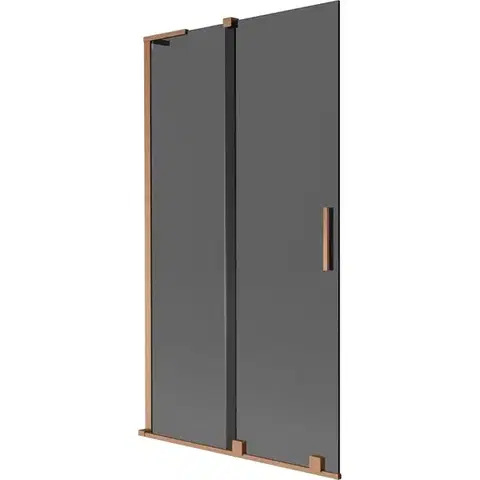 Sprchové dvere MEXEN/S - Velar L dvojkrídlová posuvná vaňová zástena 100 x 150, grafit, meď kartáčovaná 896-100-003-41-65