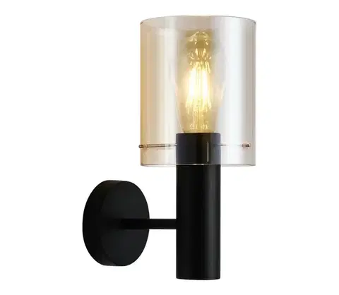 Svietidlá  WL-5581-1A-BK+AMB - Nástenné svietidlo SARDO 1xE27/40W/230V čierna/zlatá WL-5581-1A-BK+AMB