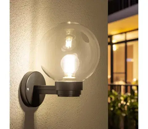 Svietidlá BRILAGI - Vonkajšie nástenné svietidlo HARBOR 1xE27/40W/230V IP33 antracit/číre GD-HAWU0T-92