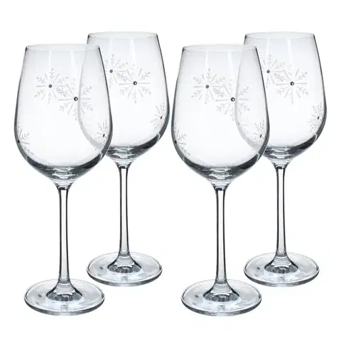 Poháre KONDELA Snowflake Vino pohár na víno (4 ks) 450 ml priehľadná / biela