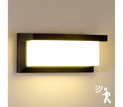 Záhradné lampy BRILAGI-LED Vonkajšie nástenné svietidlo so senzorom BRICKY LED/12W/230V čern IP54 BRI076