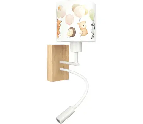 Svietidlá BRILAGI - LED flexibilná lampa BOBO WOOD 1xE27/25W/230V + LED/3W dub/biela/zvieratká BG1565+BG5577